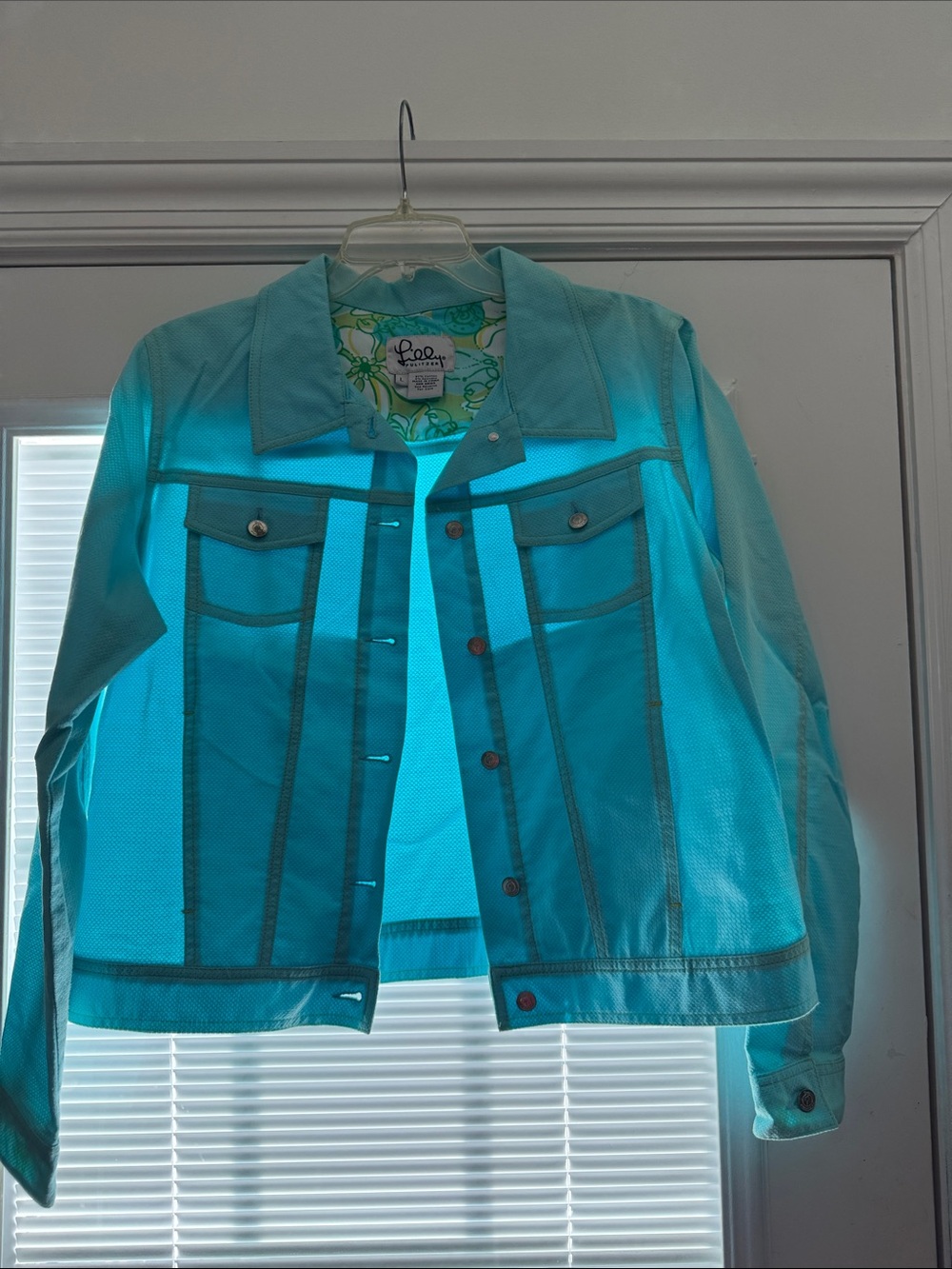Lilly Pulitzer Turquoise Jean Trucker Jacket